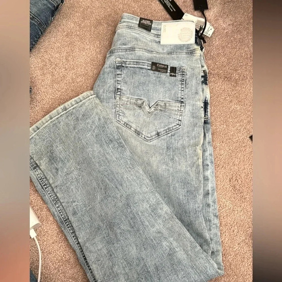 2PAIR- BUFFALO JEANS “EVAN-X” SLIM STRAIGHT STRETCH BLEACHED AND SANDED 30/30 - Picture 7 of 16